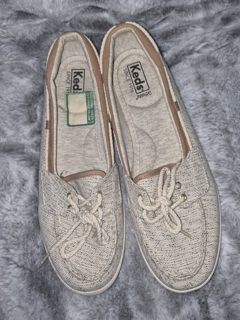 Keds Women's Beige Knit Boat Shoes-10